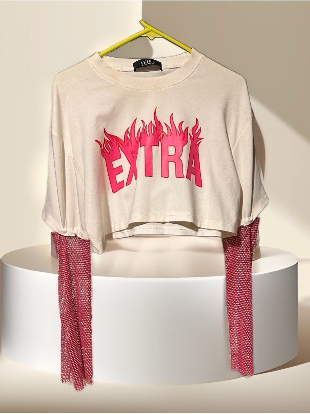 AKIRA Hot & Bothered “EXTRA” Rhinestone Sleeved Crop Top